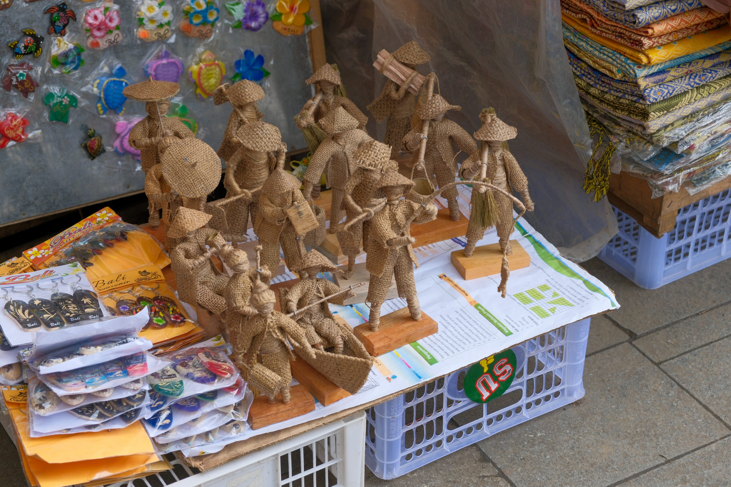 Balinese souvenir - Handcrafted decorative figures made of sackcloth or natural fiber