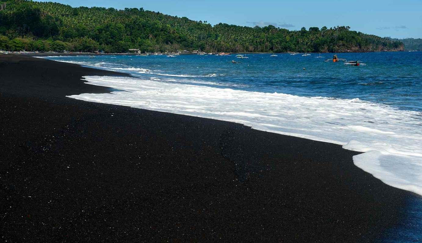 Bali beach with black sand