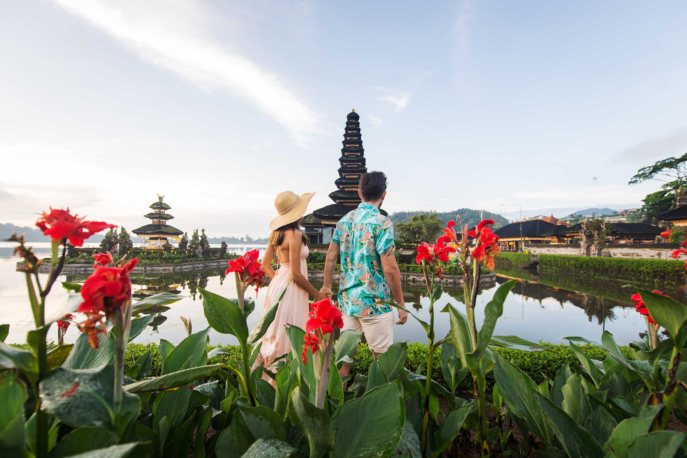A couple on a romantic getaway in Bali